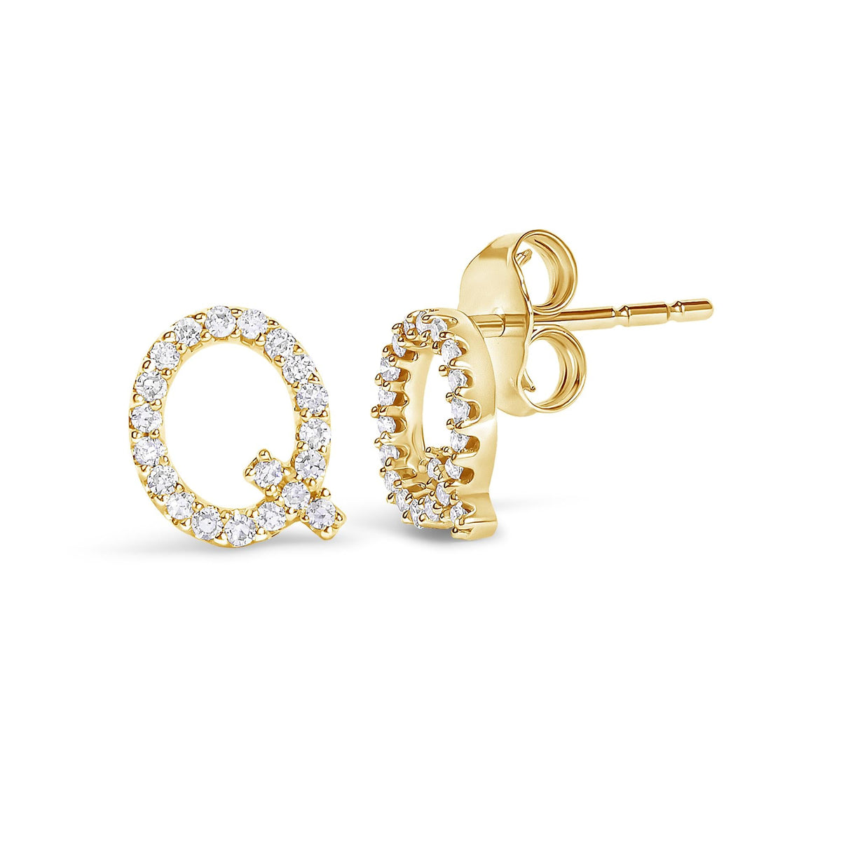 10K Yellow Gold 1/10 Cttw Diamond Initial “A” to "Z" Stud Earring