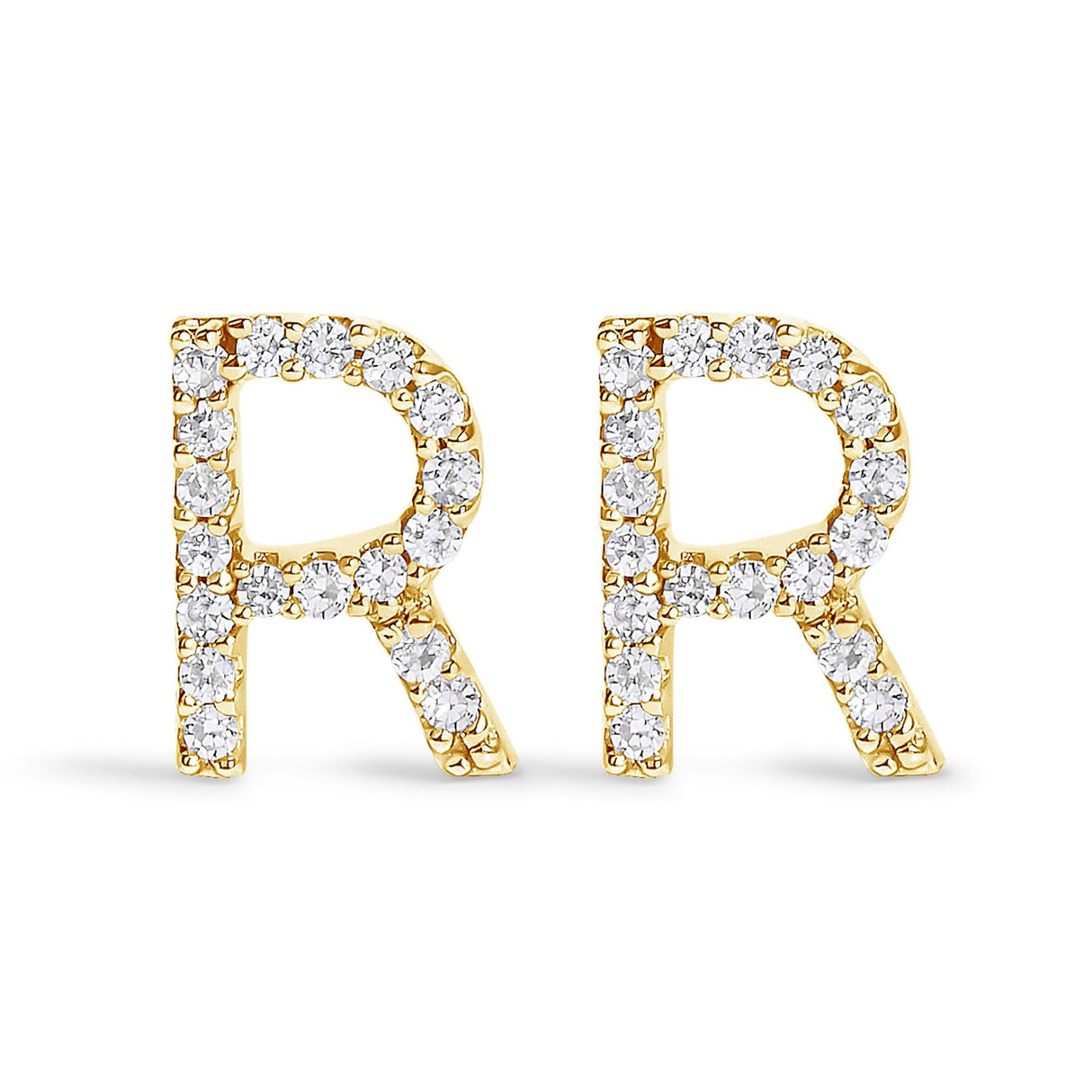 10K Yellow Gold 1/10 Cttw Diamond Initial “A” to "Z" Stud Earring