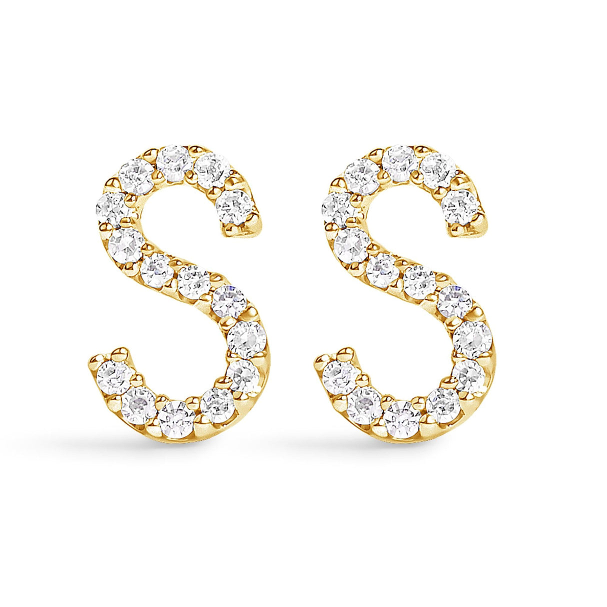 10K Yellow Gold 1/10 Cttw Diamond Initial “A” to "Z" Stud Earring