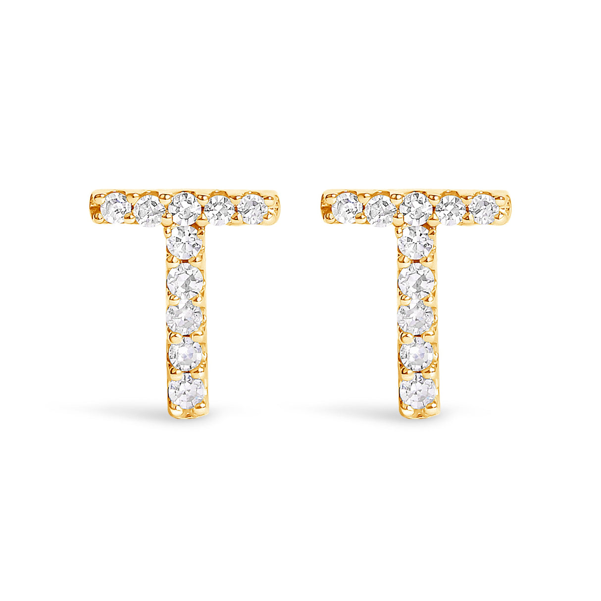 10K White Gold 1/10 Cttw Diamond Initial “A†Stud Earring