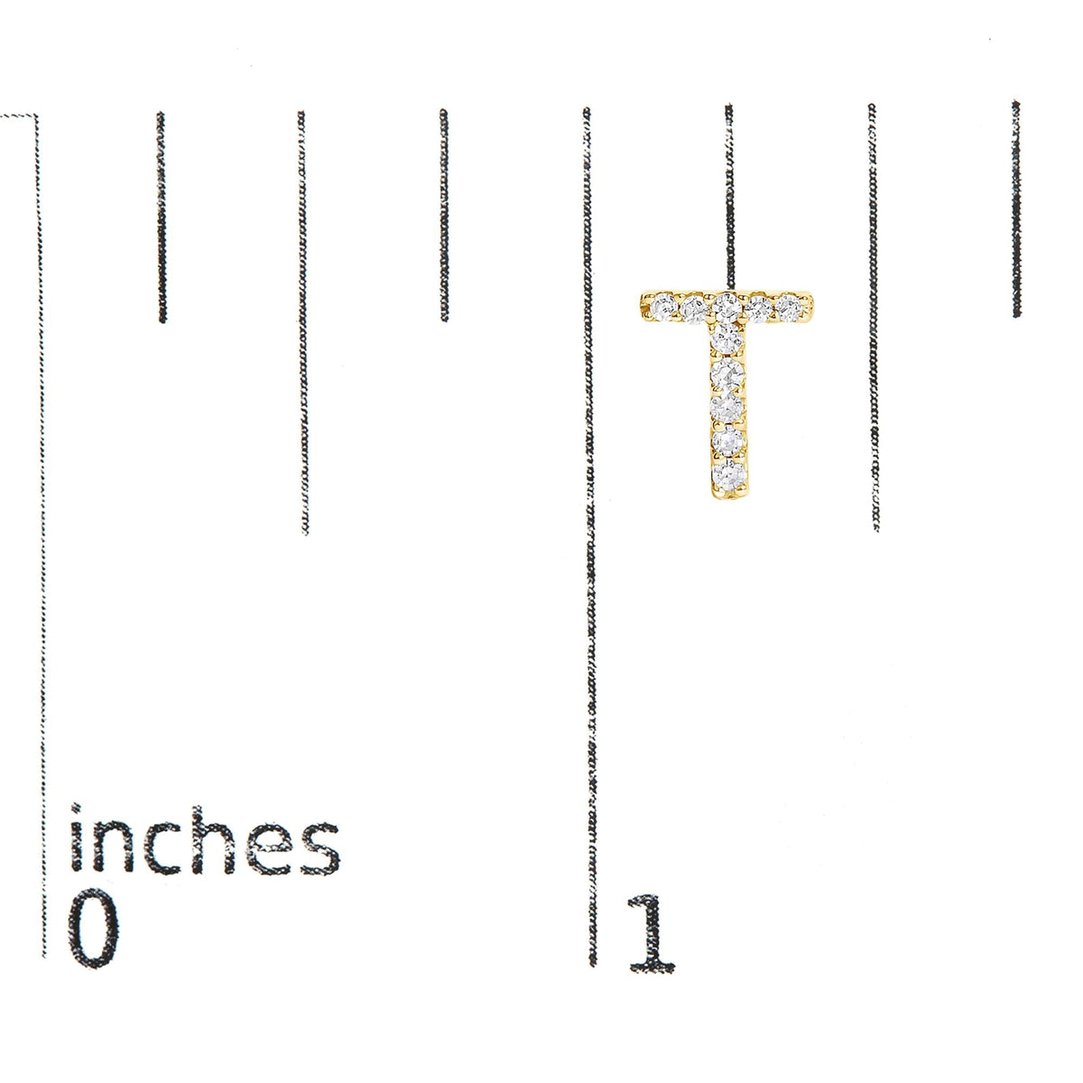 10K Yellow Gold 1/10 Cttw Diamond Initial “A” to "Z" Stud Earring