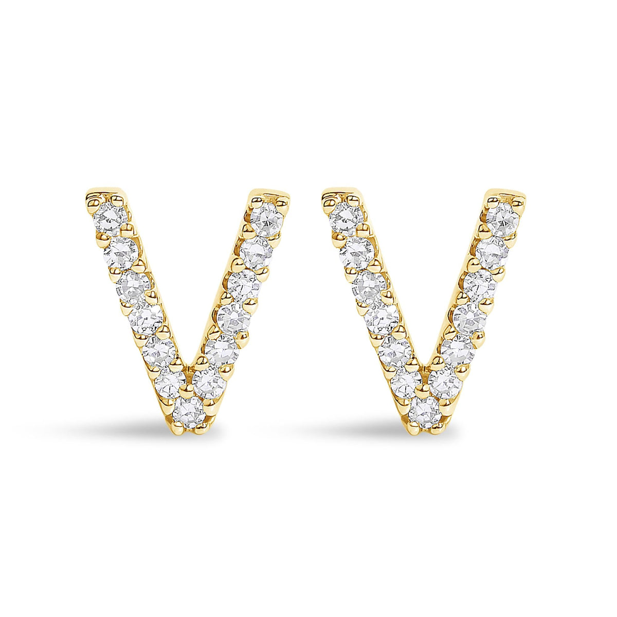 10K Yellow Gold 1/10 Cttw Diamond Initial “A” to "Z" Stud Earring