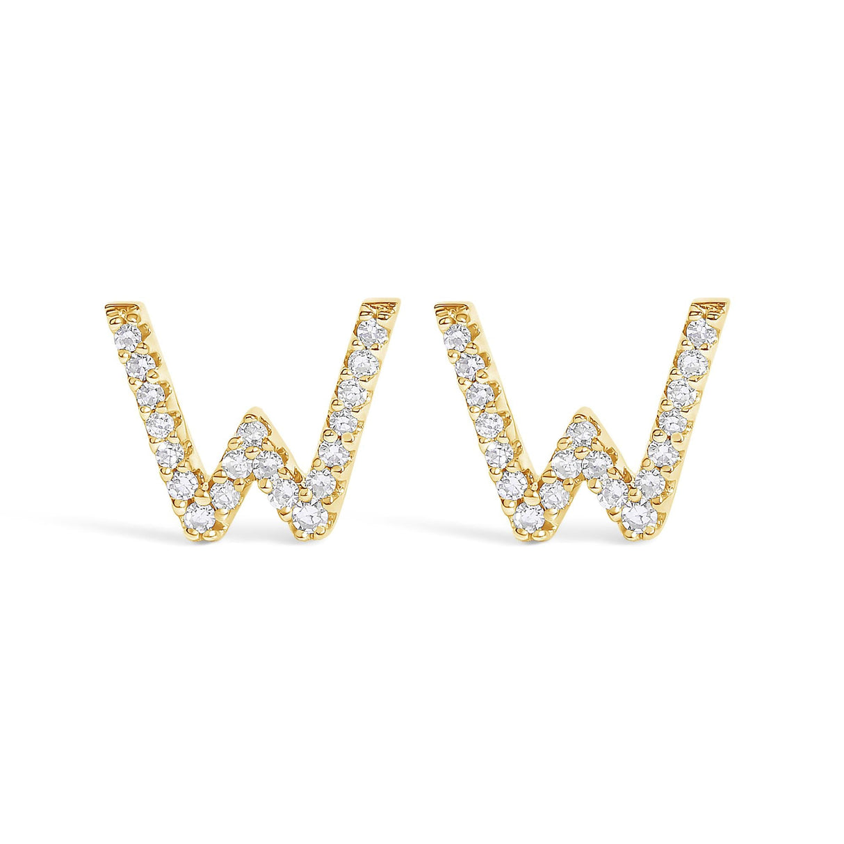 10K Yellow Gold 1/10 Cttw Diamond Initial “A” to "Z" Stud Earring