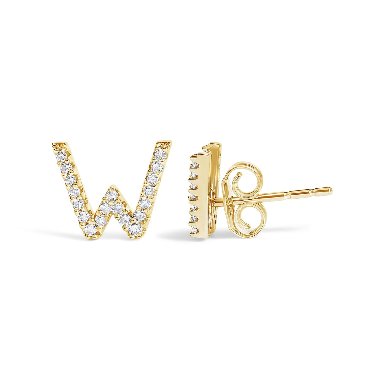 10K Yellow Gold 1/10 Cttw Diamond Initial “A” to "Z" Stud Earring