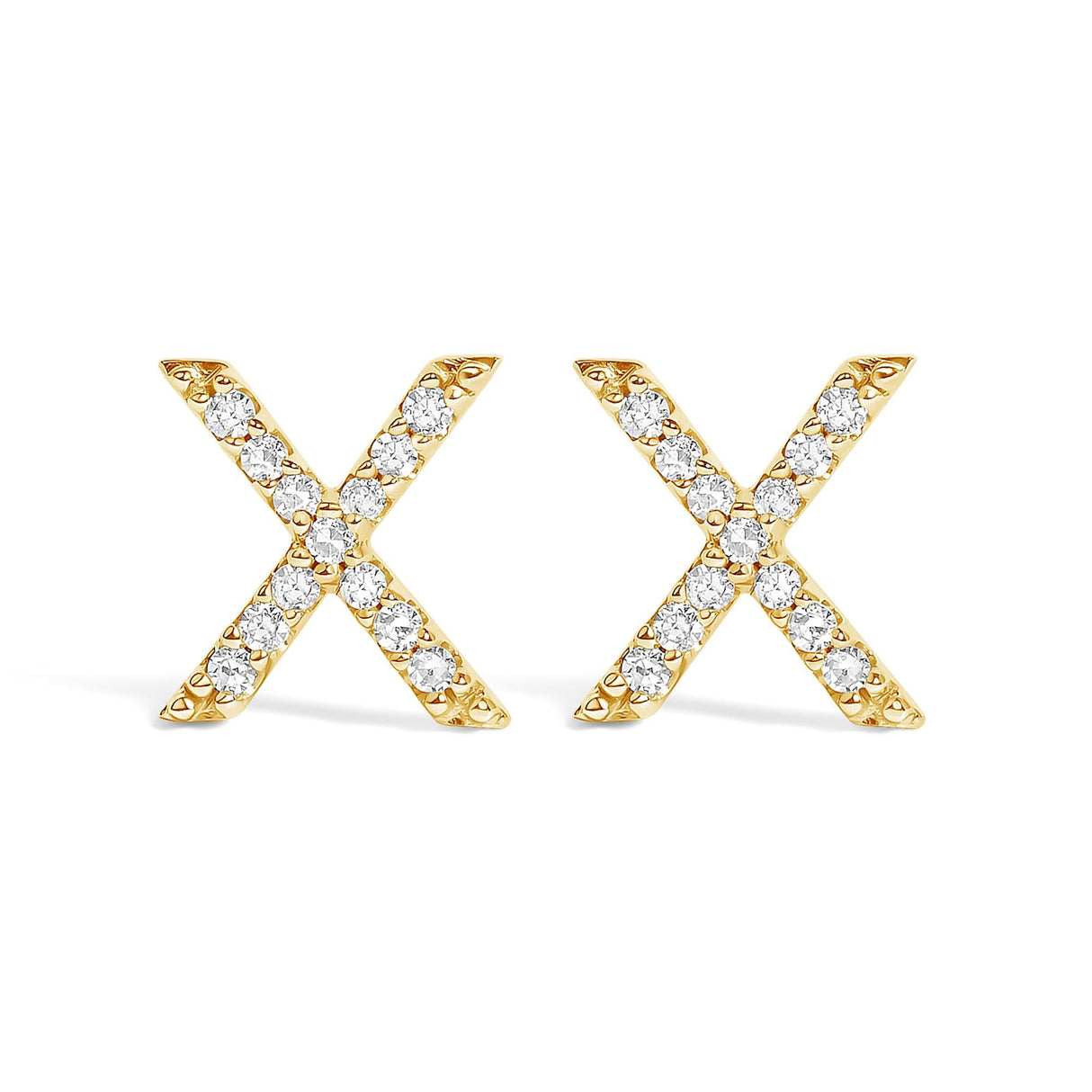 10K Yellow Gold 1/10 Cttw Diamond Initial “A” to "Z" Stud Earring