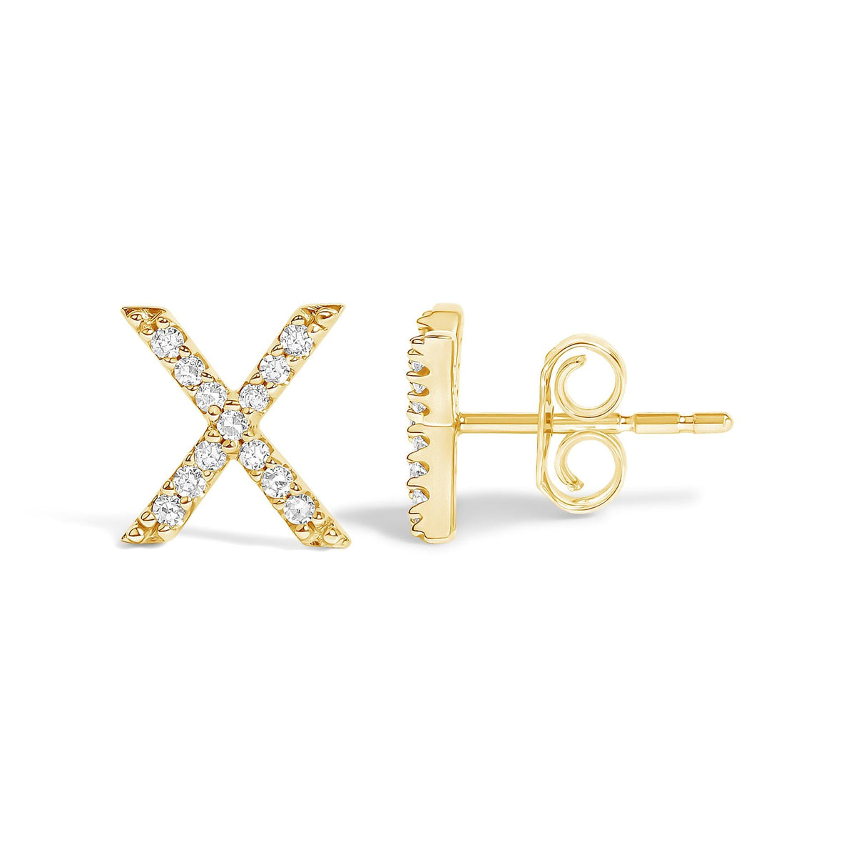 10K Yellow Gold 1/10 Cttw Diamond Initial “A” to "Z" Stud Earring