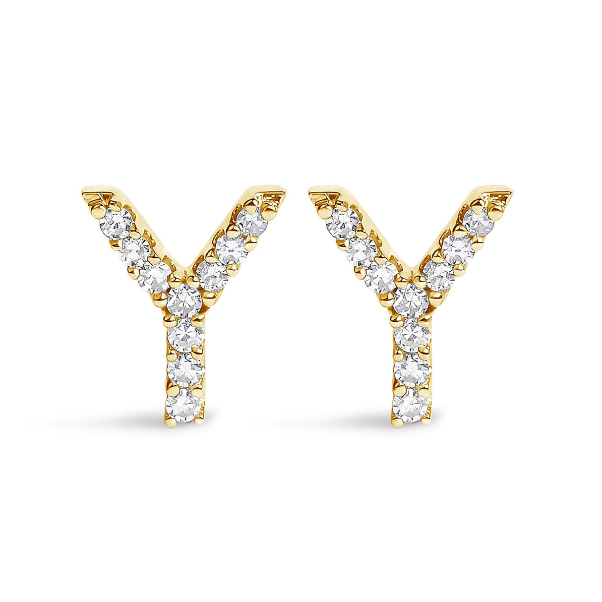 10K Yellow Gold 1/10 Cttw Diamond Initial “A” to "Z" Stud Earring