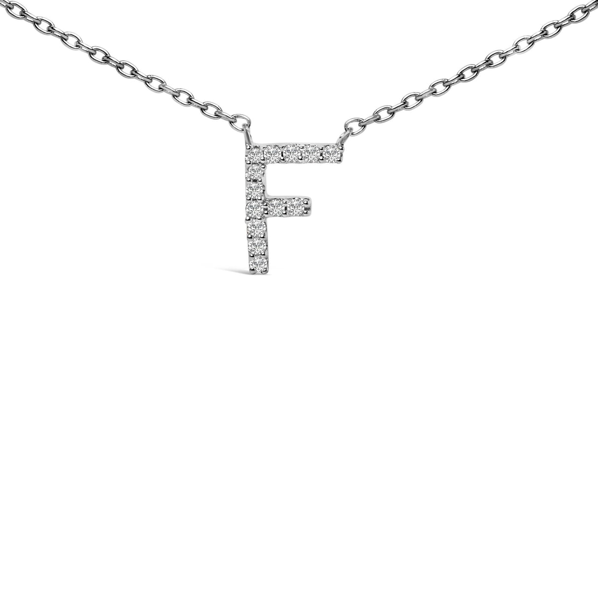 10K White Gold Diamond Accent "A-Z" Block Initial Pendant Necklace