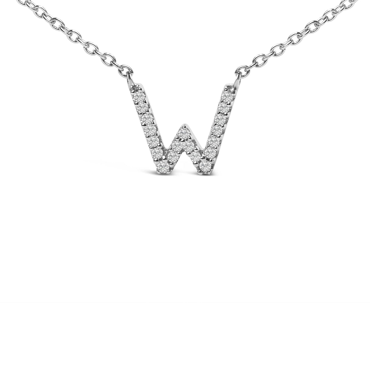 10K White Gold Diamond Accent "A-Z" Block Initial Pendant Necklace