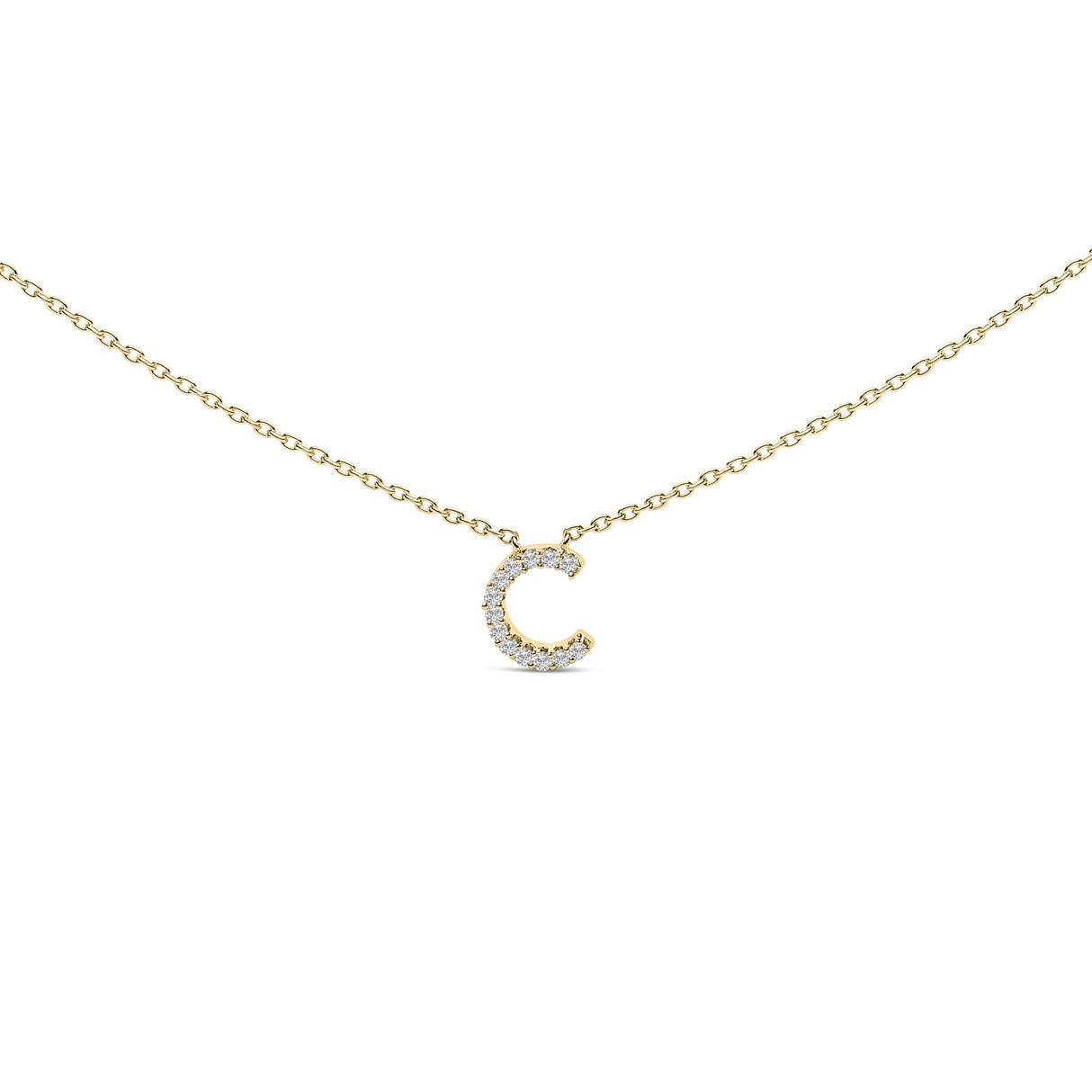 10K Yellow Gold Diamond Accent "A-Z" Block Initial Pendant Necklace