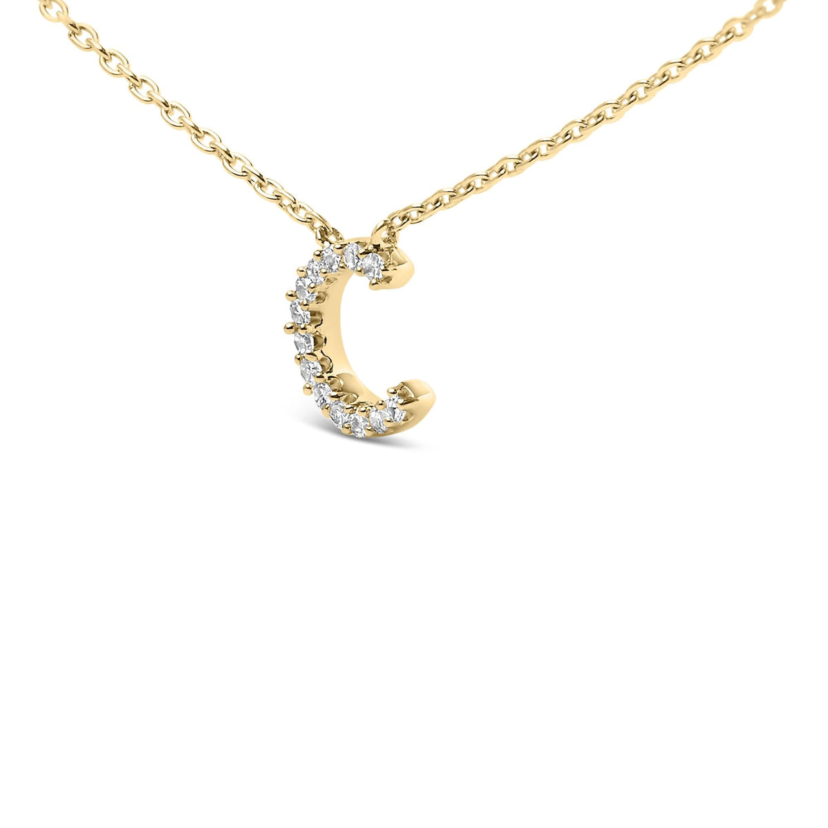 10K Yellow Gold Diamond Accent "A-Z" Block Initial Pendant Necklace