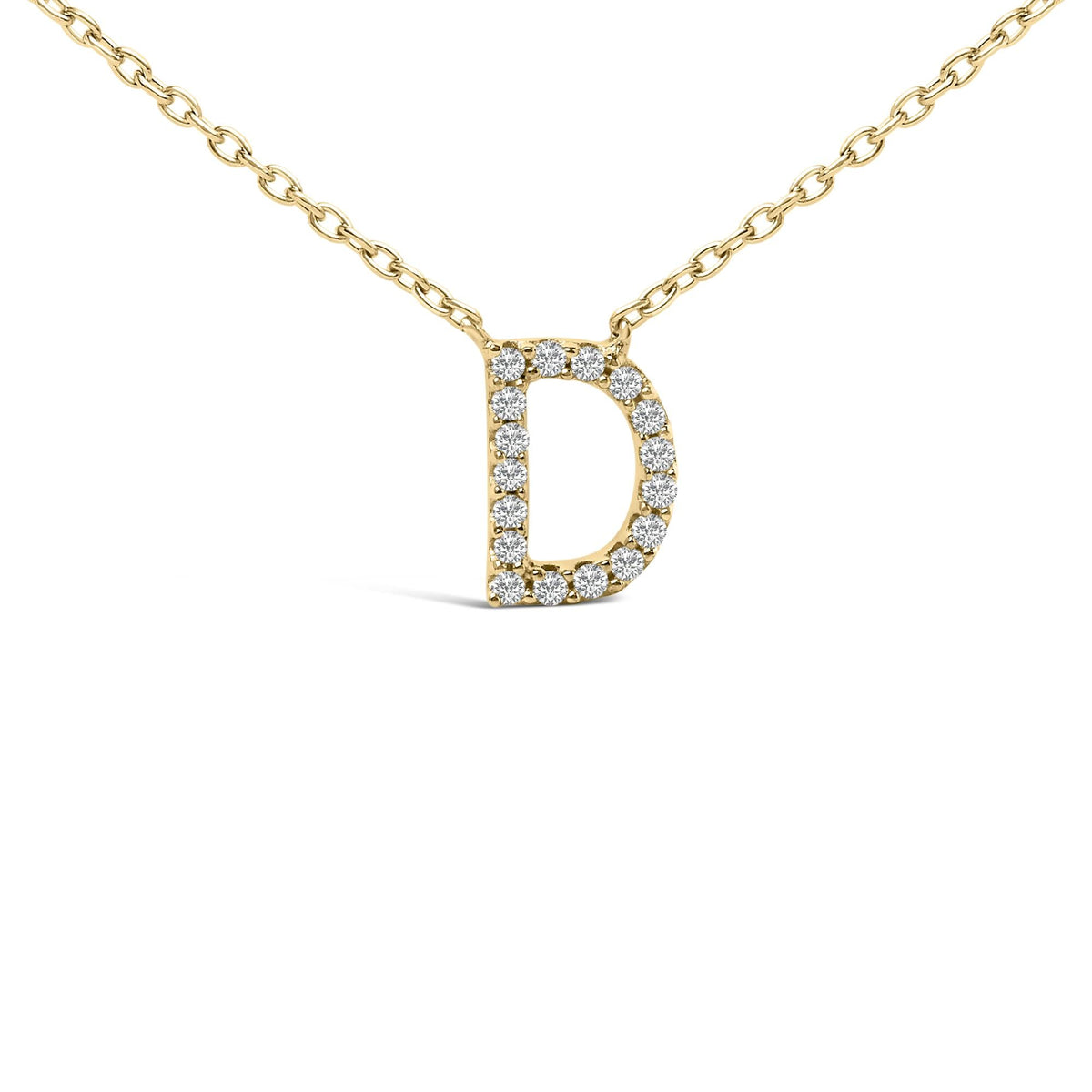 10K Yellow Gold Diamond Accent "A-Z" Block Initial Pendant Necklace