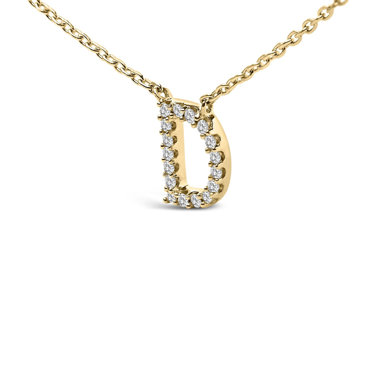 10K Yellow Gold Diamond Accent "A-Z" Block Initial Pendant Necklace