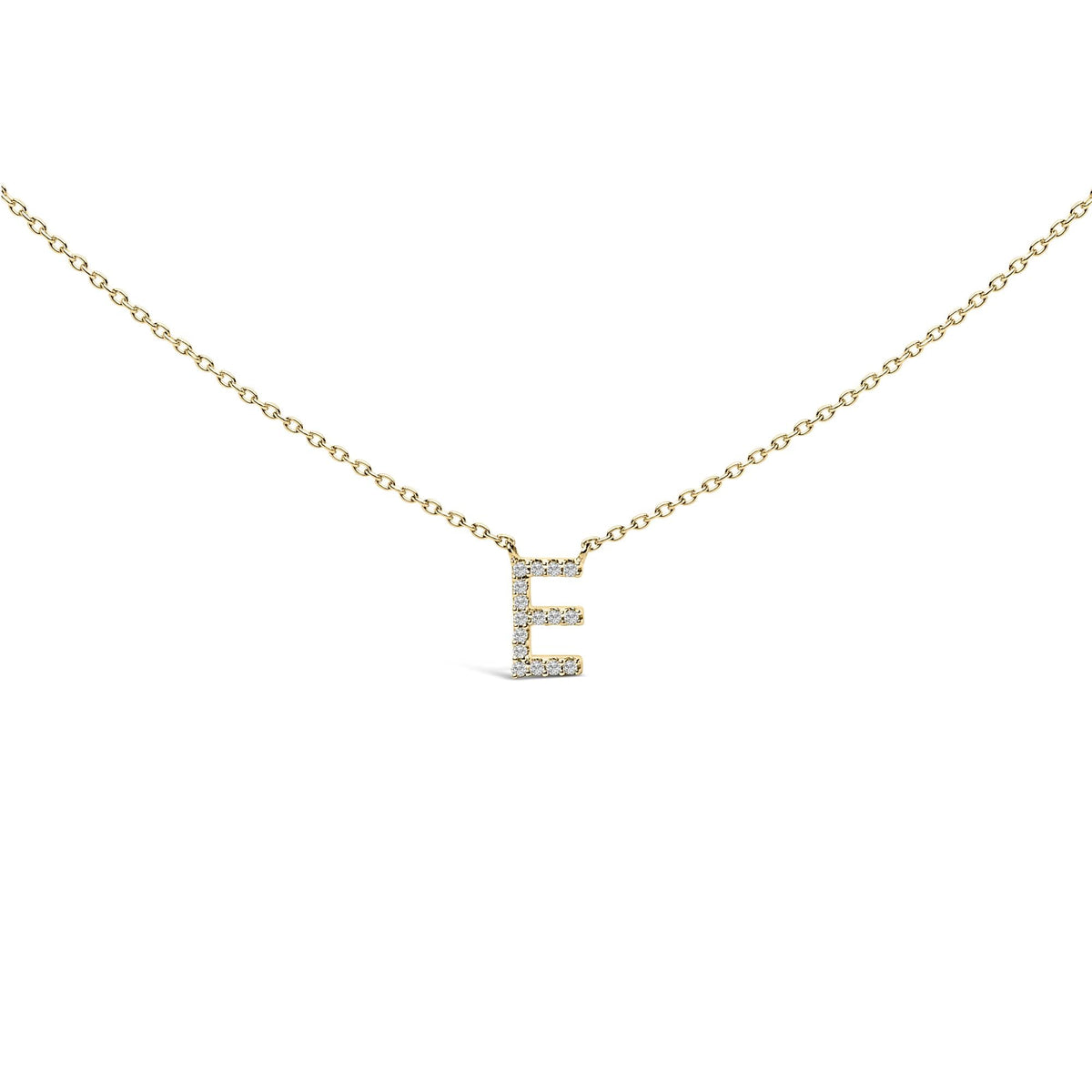 10K Yellow Gold Diamond Accent "A-Z" Block Initial Pendant Necklace