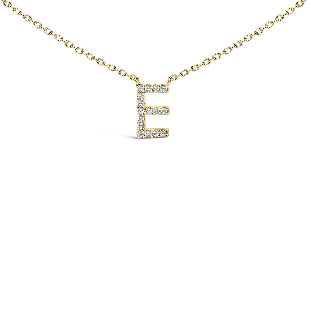 10K Yellow Gold Diamond Accent "A-Z" Block Initial Pendant Necklace