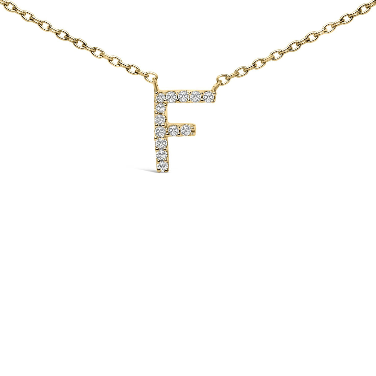 10K Yellow Gold Diamond Accent "A-Z" Block Initial Pendant Necklace
