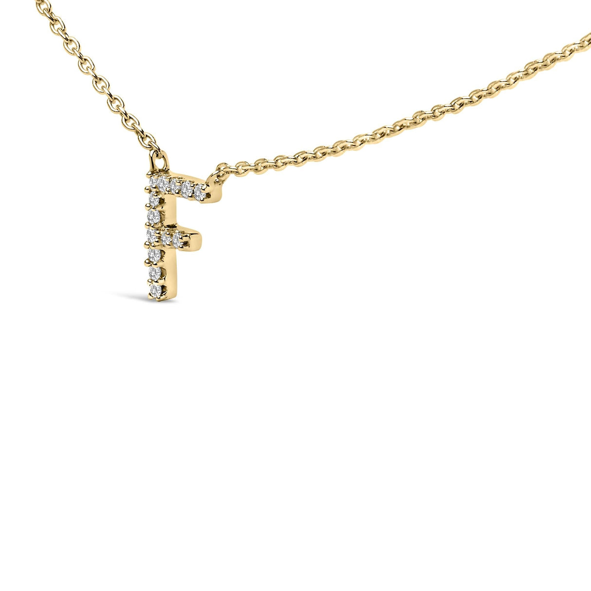 10K Yellow Gold Diamond Accent "A-Z" Block Initial Pendant Necklace