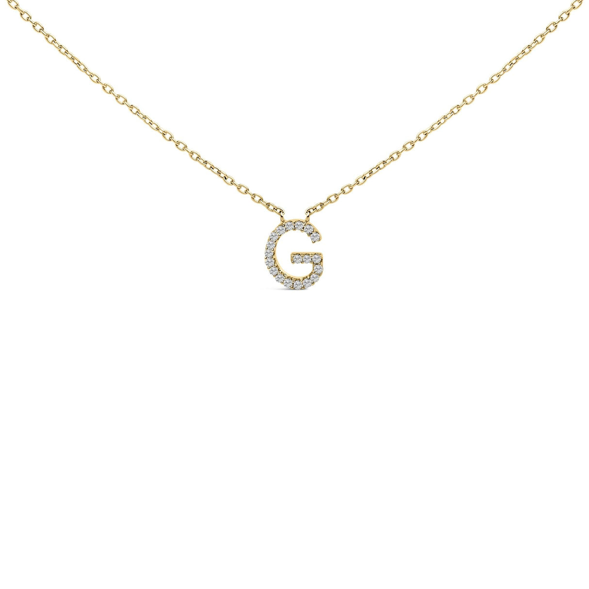 10K Yellow Gold Diamond Accent "A-Z" Block Initial Pendant Necklace