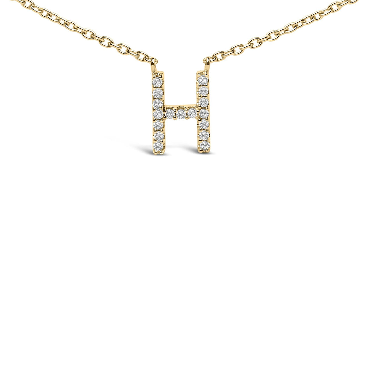 10K Yellow Gold Diamond Accent "A-Z" Block Initial Pendant Necklace