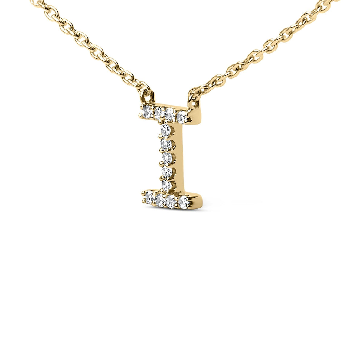10K Yellow Gold Diamond Accent "A-Z" Block Initial Pendant Necklace