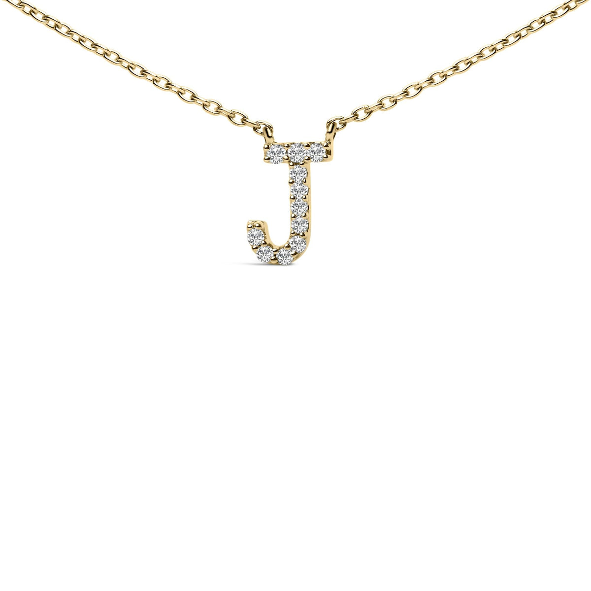 10K Yellow Gold Diamond Accent "A-Z" Block Initial Pendant Necklace