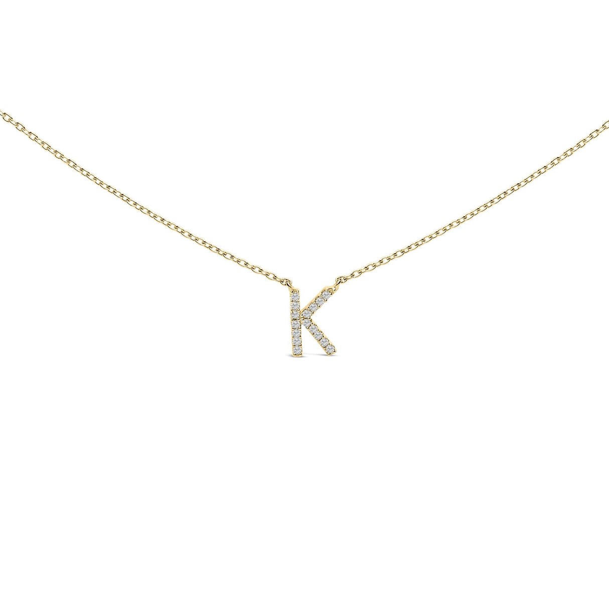 10K Yellow Gold Diamond Accent "A-Z" Block Initial Pendant Necklace