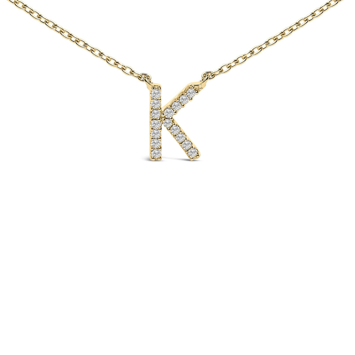10K Yellow Gold Diamond Accent "A-Z" Block Initial Pendant Necklace