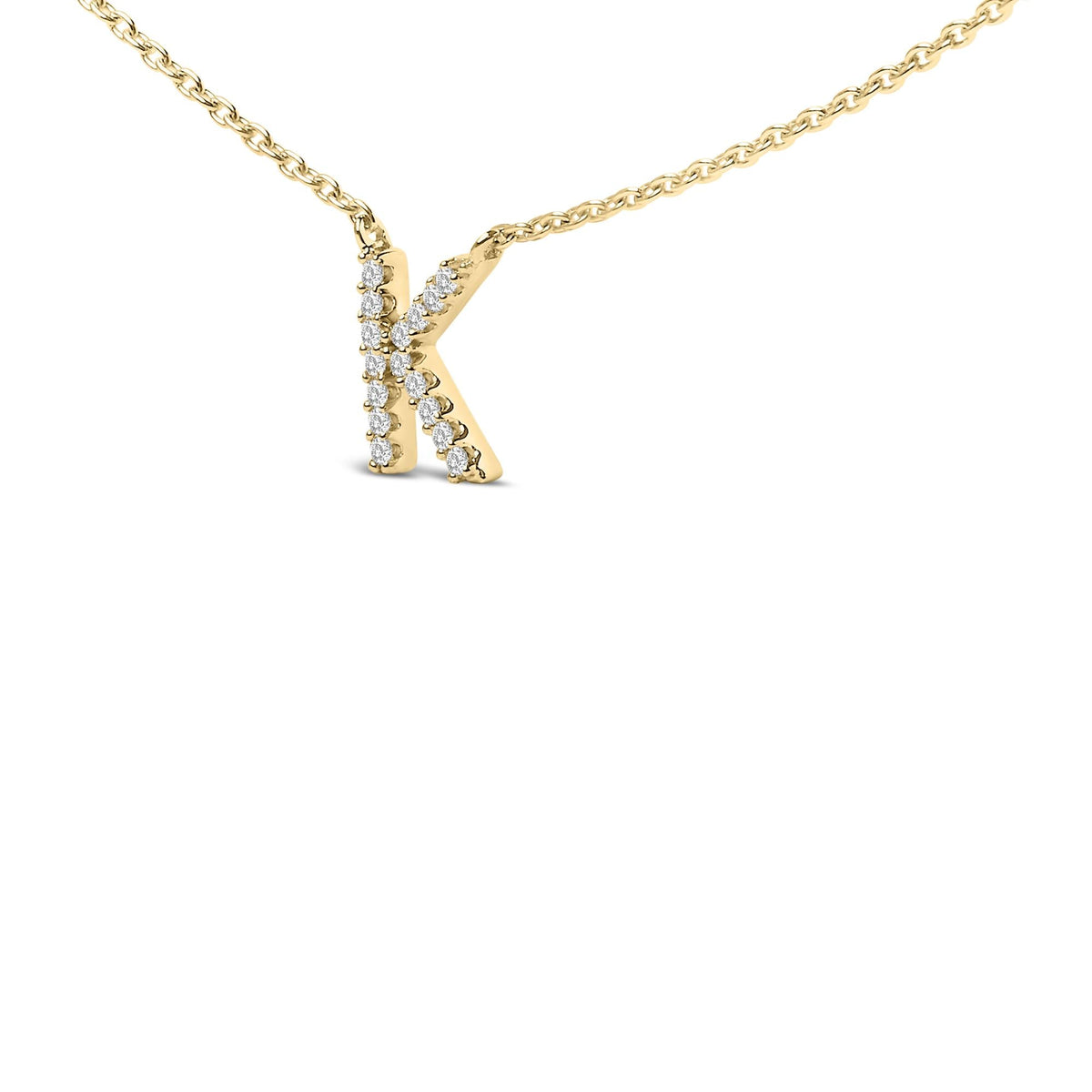 10K Yellow Gold Diamond Accent "A-Z" Block Initial Pendant Necklace