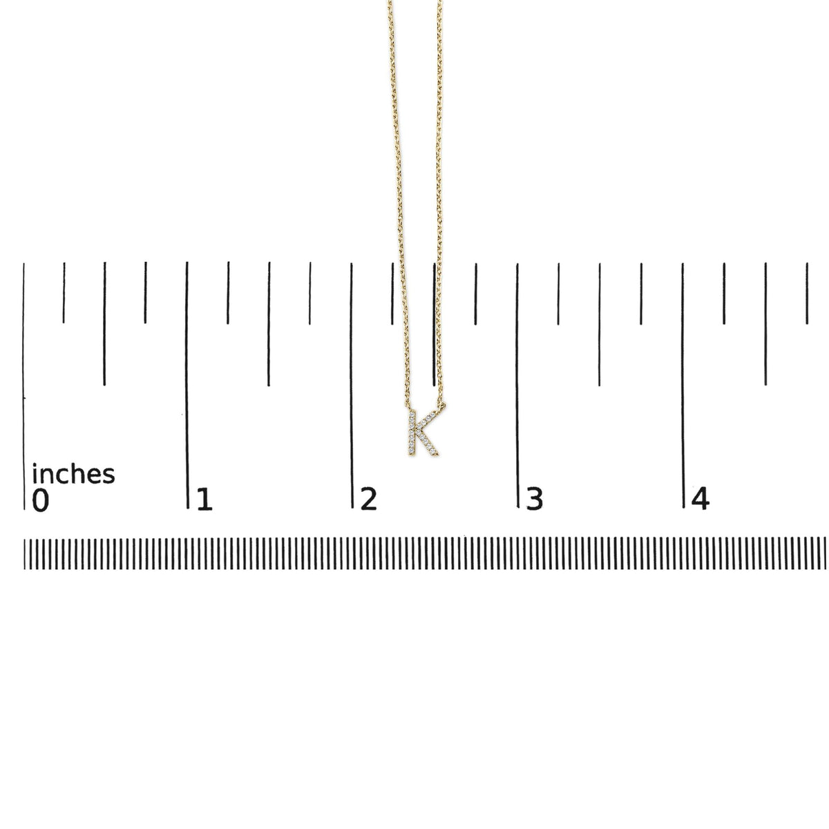 10K Yellow Gold Diamond Accent "A-Z" Block Initial Pendant Necklace