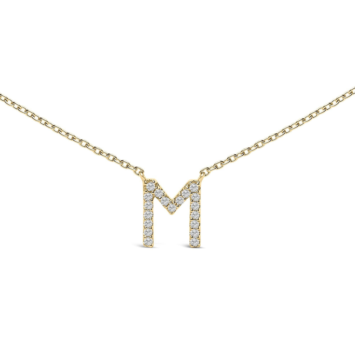10K Yellow Gold Diamond Accent "A-Z" Block Initial Pendant Necklace