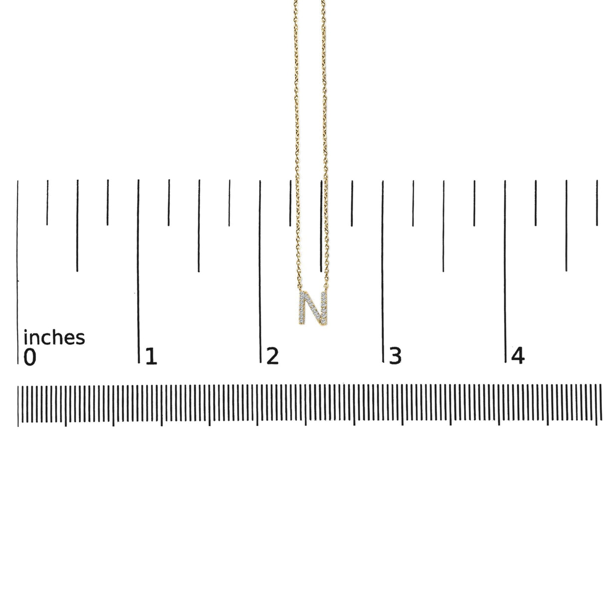 10K Yellow Gold Diamond Accent "A-Z" Block Initial Pendant Necklace