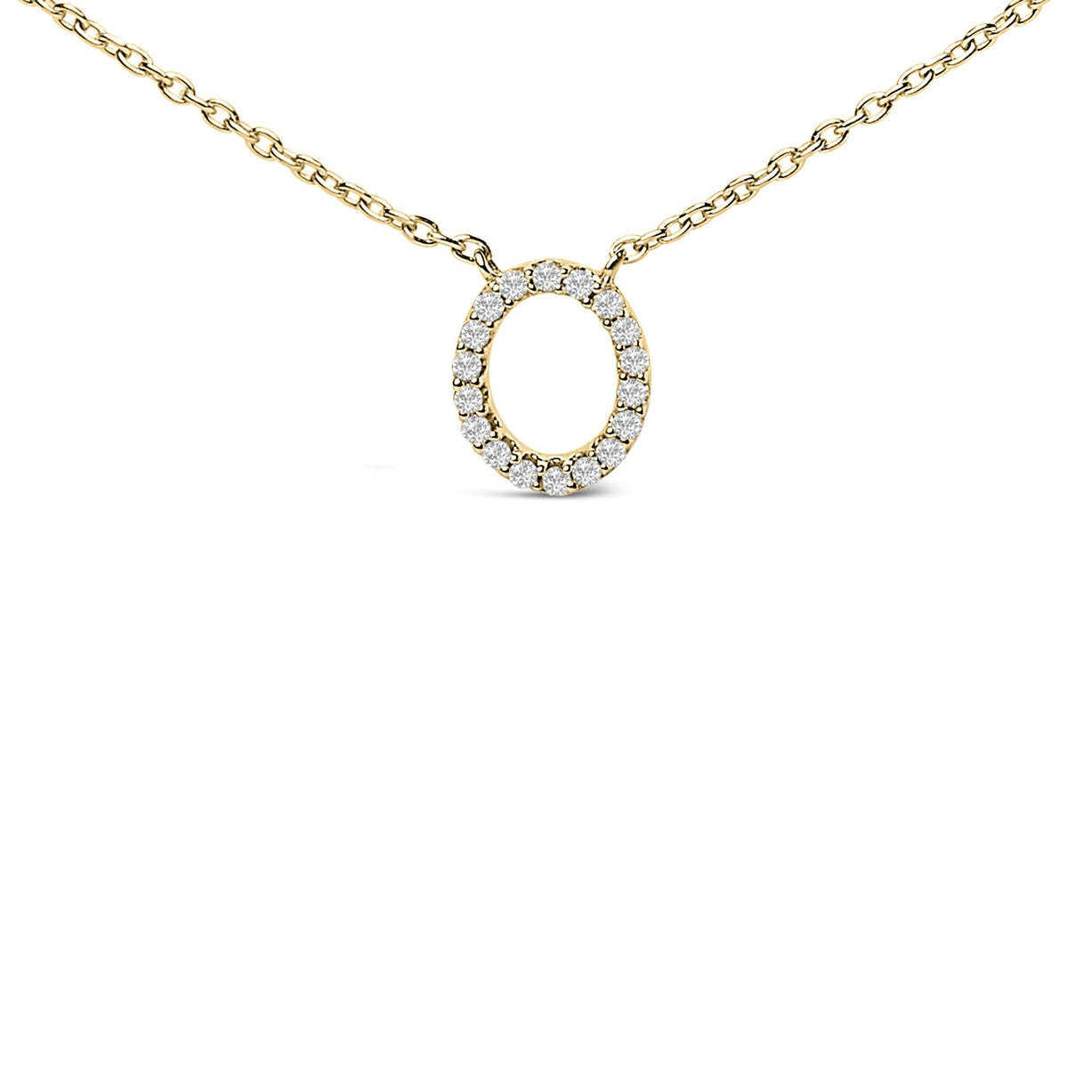 10K Yellow Gold Diamond Accent "A-Z" Block Initial Pendant Necklace