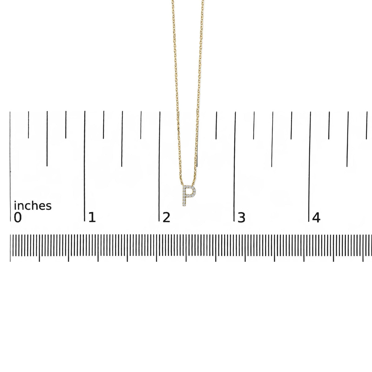10K Yellow Gold Diamond Accent "A-Z" Block Initial Pendant Necklace