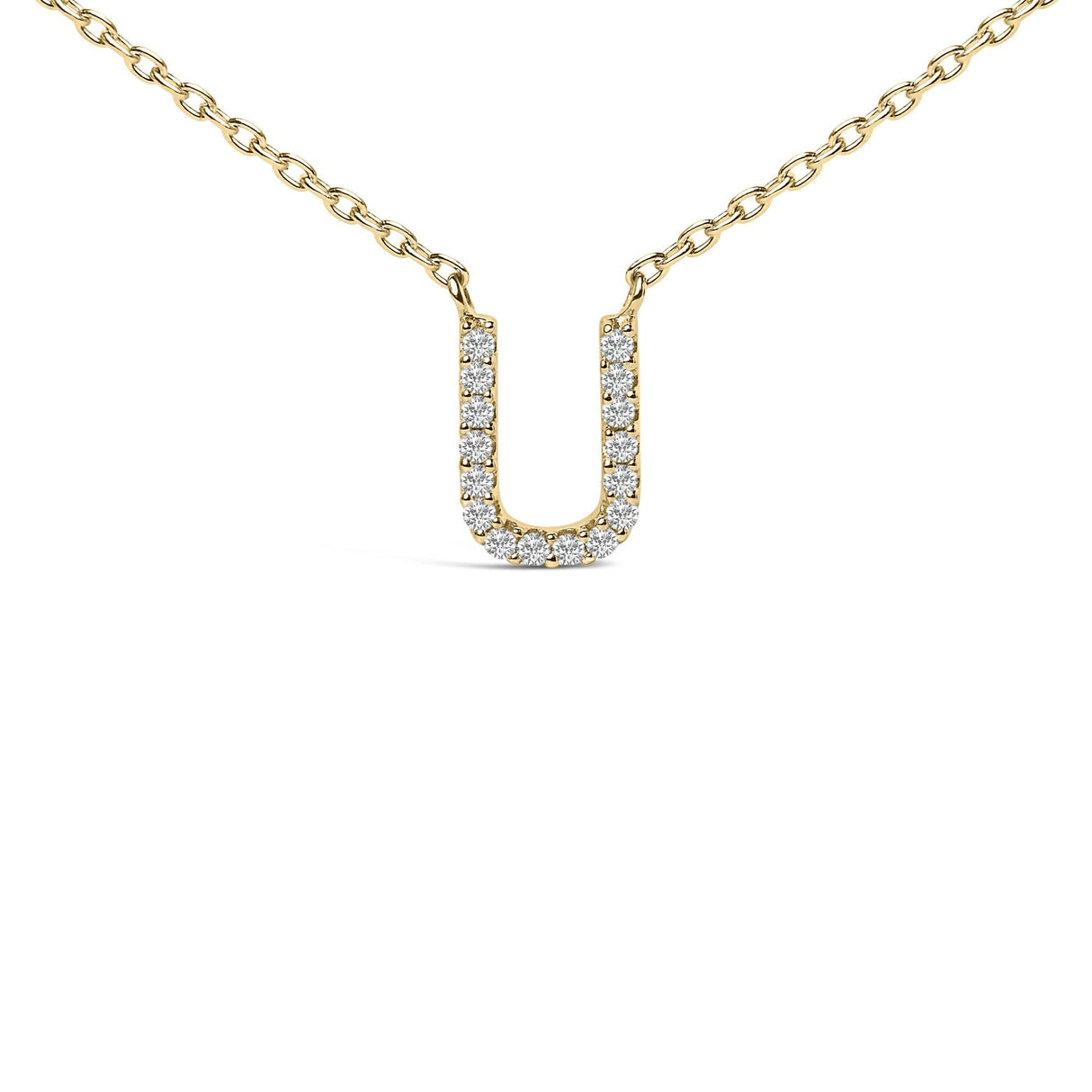 10K Yellow Gold Diamond Accent "A-Z" Block Initial Pendant Necklace