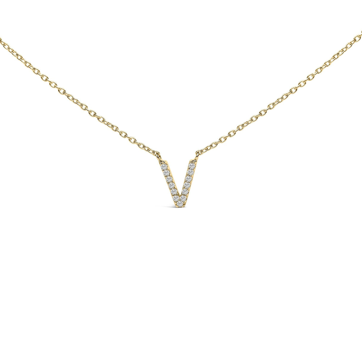 10K Yellow Gold Diamond Accent "A-Z" Block Initial Pendant Necklace