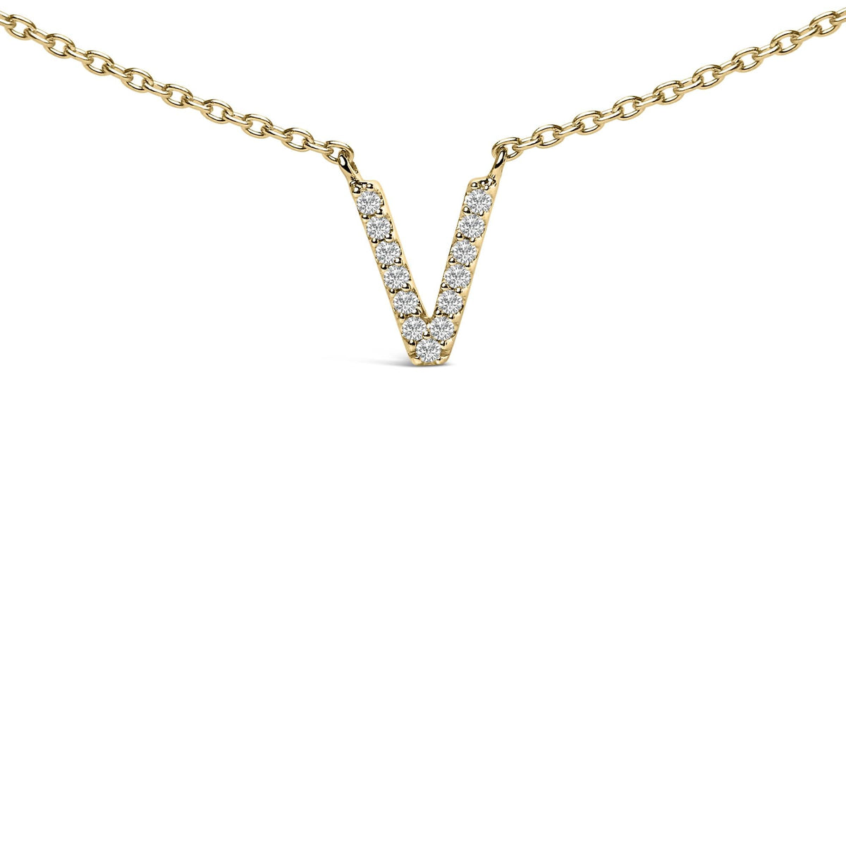 10K Yellow Gold Diamond Accent "A-Z" Block Initial Pendant Necklace