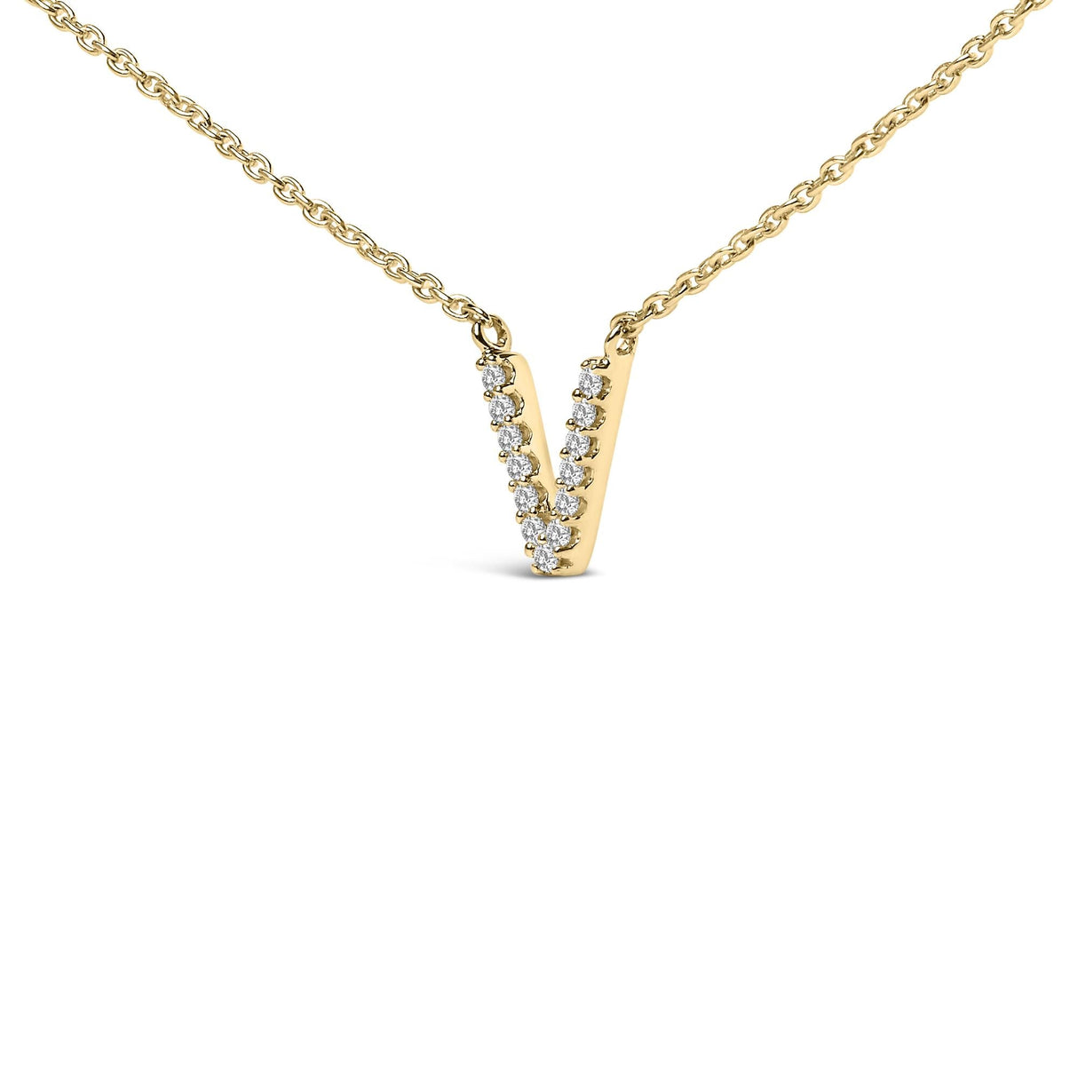 10K Yellow Gold Diamond Accent "A-Z" Block Initial Pendant Necklace
