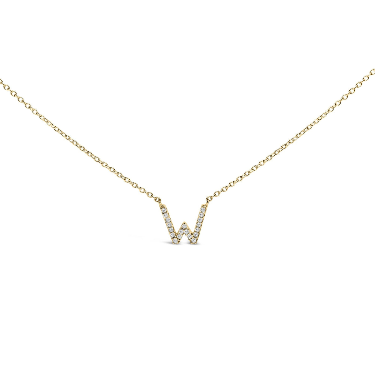 10K Yellow Gold Diamond Accent "A-Z" Block Initial Pendant Necklace