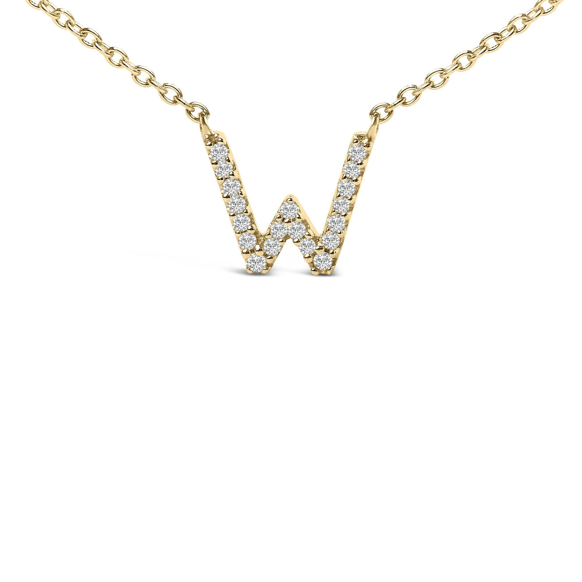 10K Yellow Gold Diamond Accent "A-Z" Block Initial Pendant Necklace