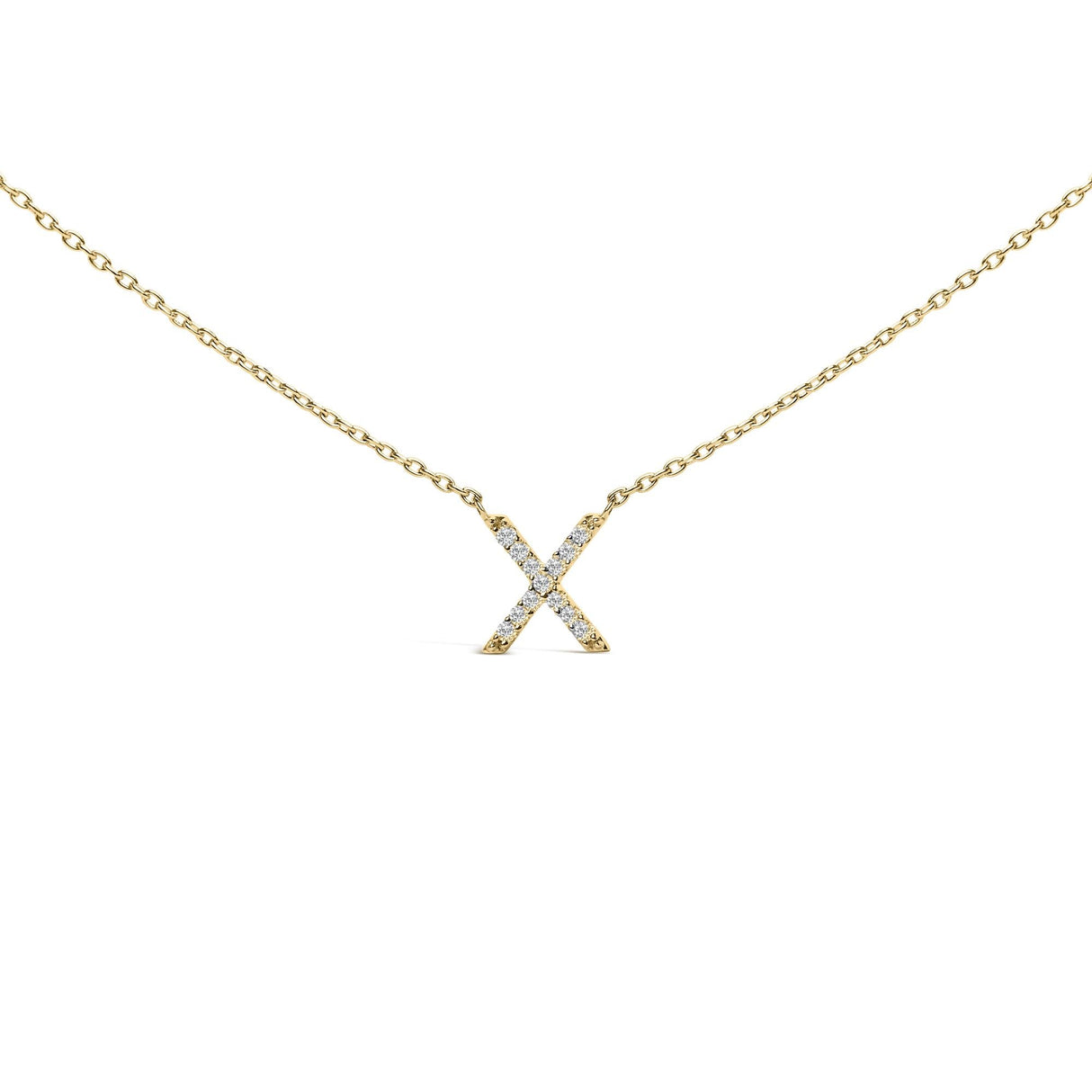 10K Yellow Gold Diamond Accent "A-Z" Block Initial Pendant Necklace