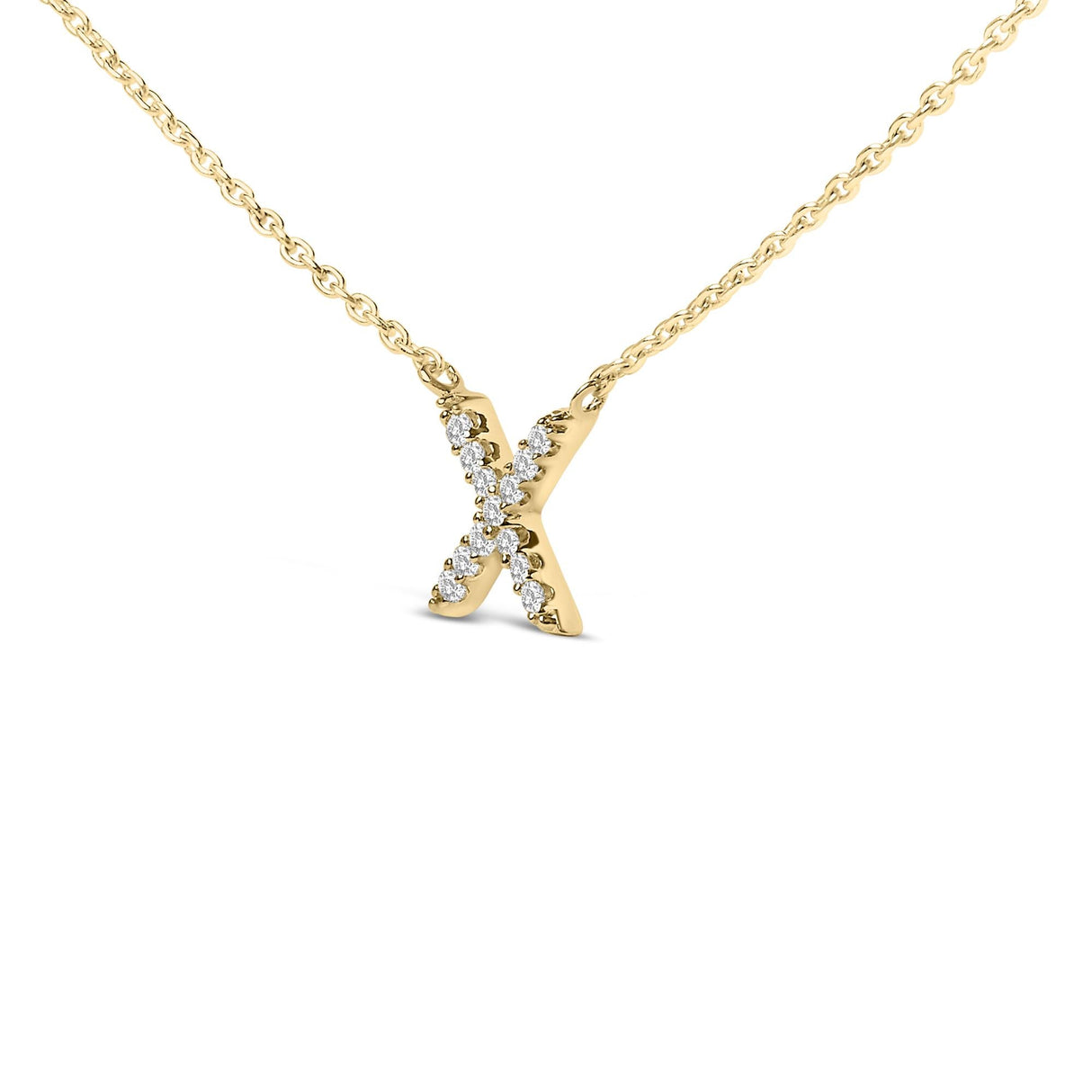 10K Yellow Gold Diamond Accent "A-Z" Block Initial Pendant Necklace