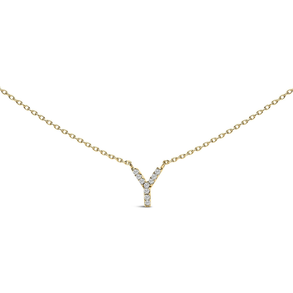 10K Yellow Gold Diamond Accent "A-Z" Block Initial Pendant Necklace