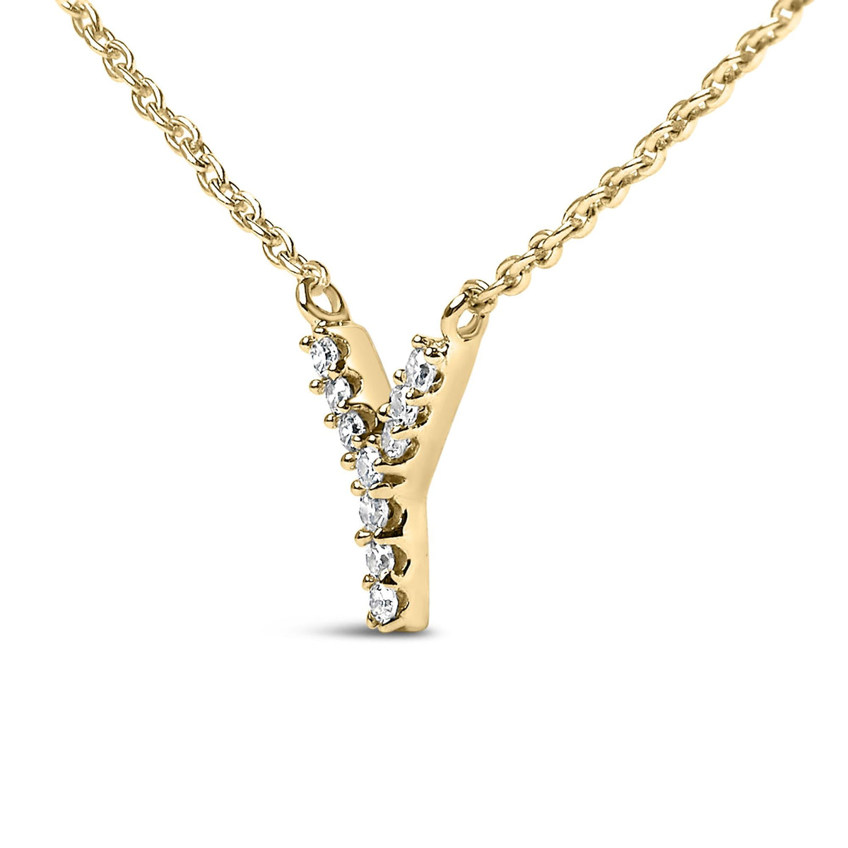 10K Yellow Gold Diamond Accent "A-Z" Block Initial Pendant Necklace