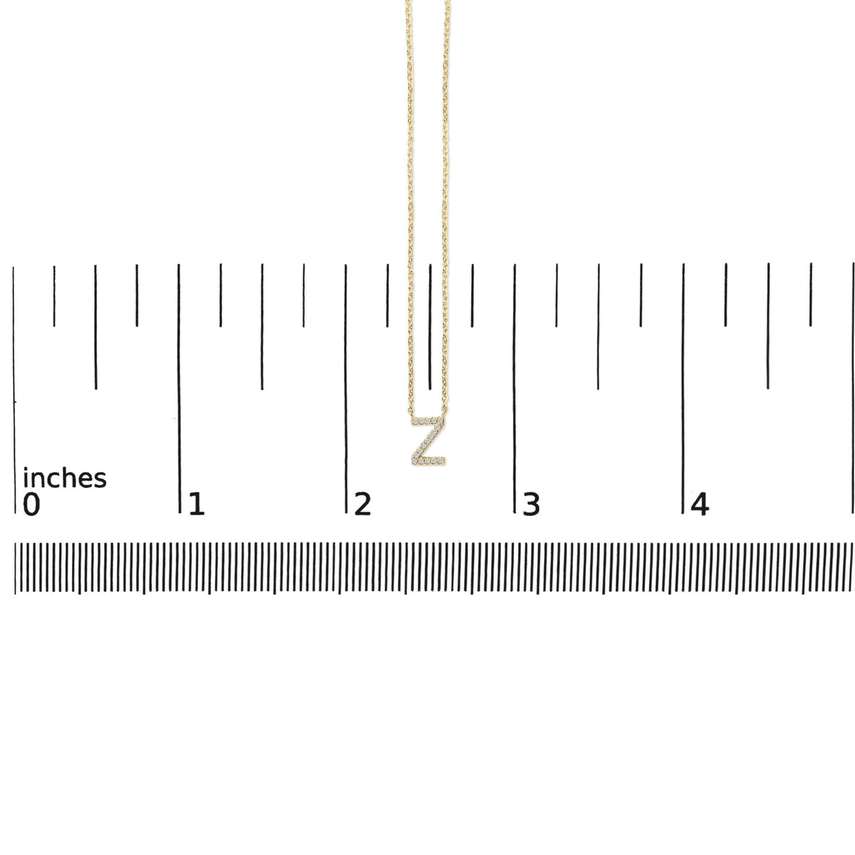 10K Yellow Gold Diamond Accent "A-Z" Block Initial Pendant Necklace