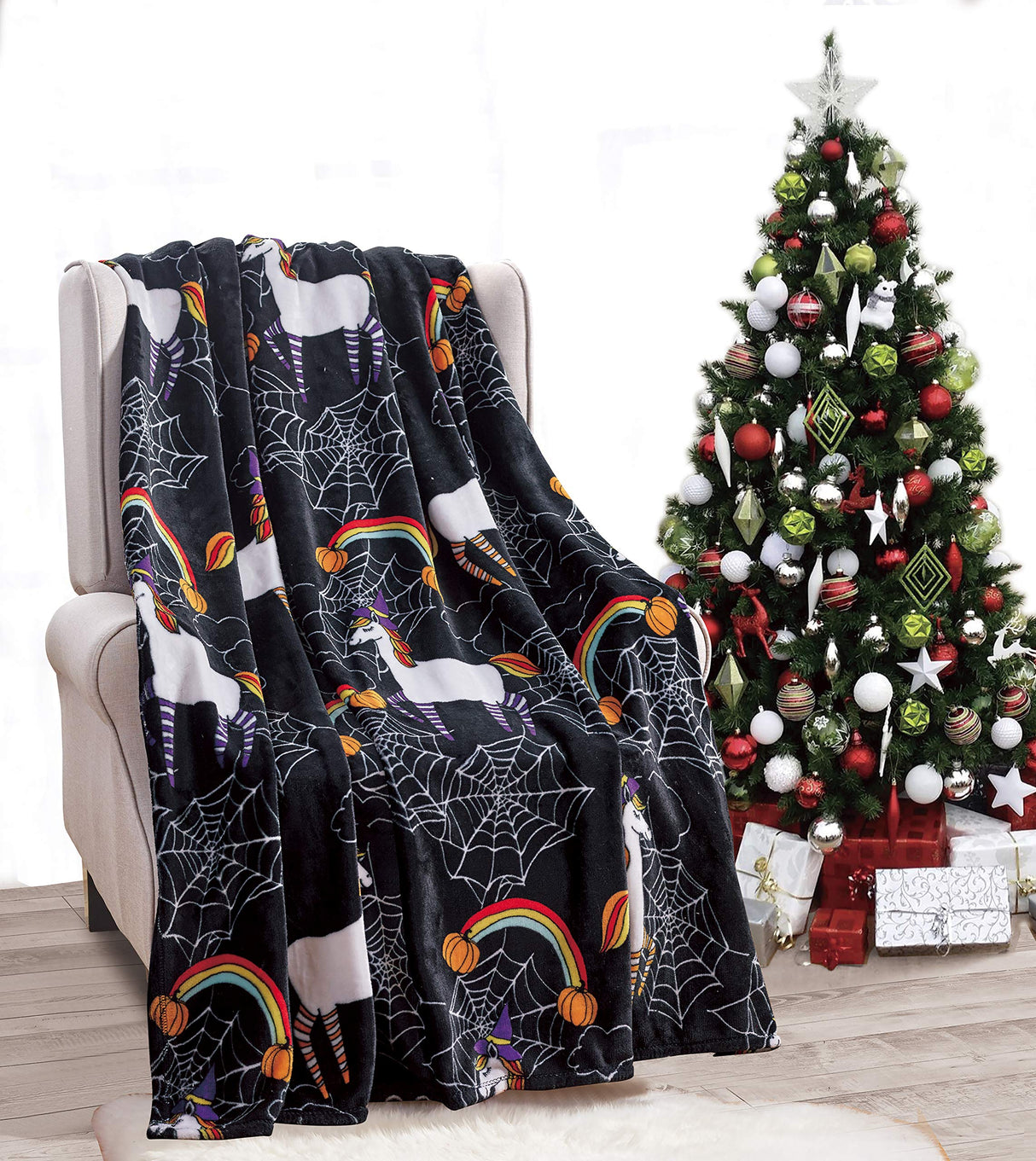 Decor&More Microplush Throw Blanket (50" x 60") - Rainbow Spider Horse