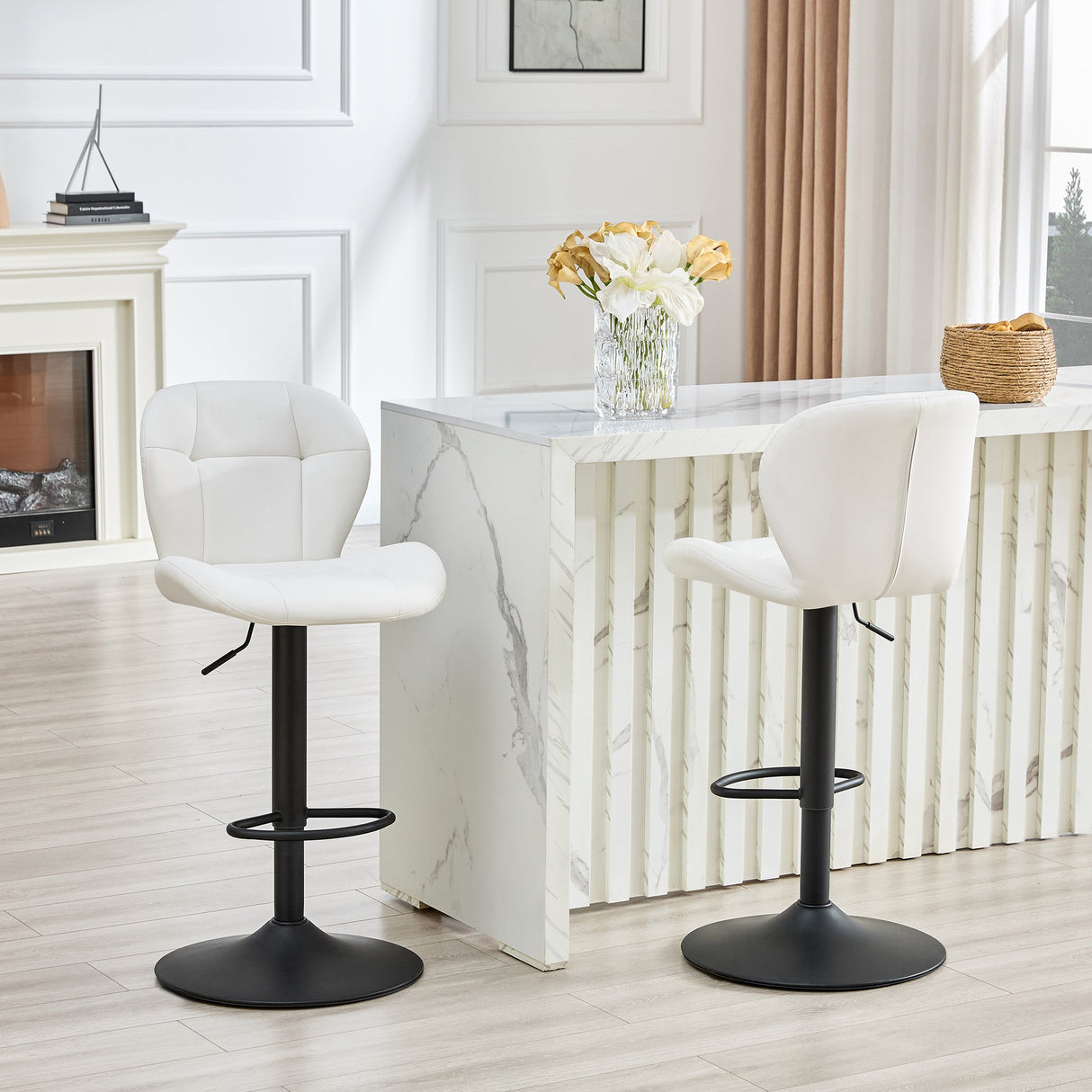 Set of 2 Height Adjustable Bar Stools