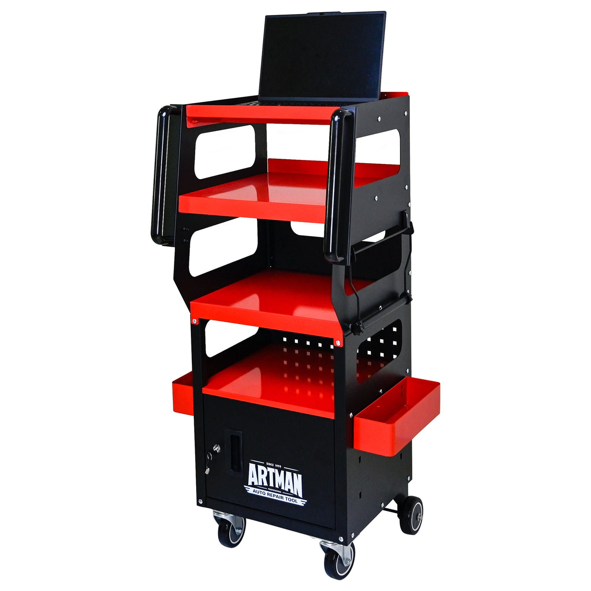 4 Level Multi Purpose Trolley For Diagnostics - Black / Red