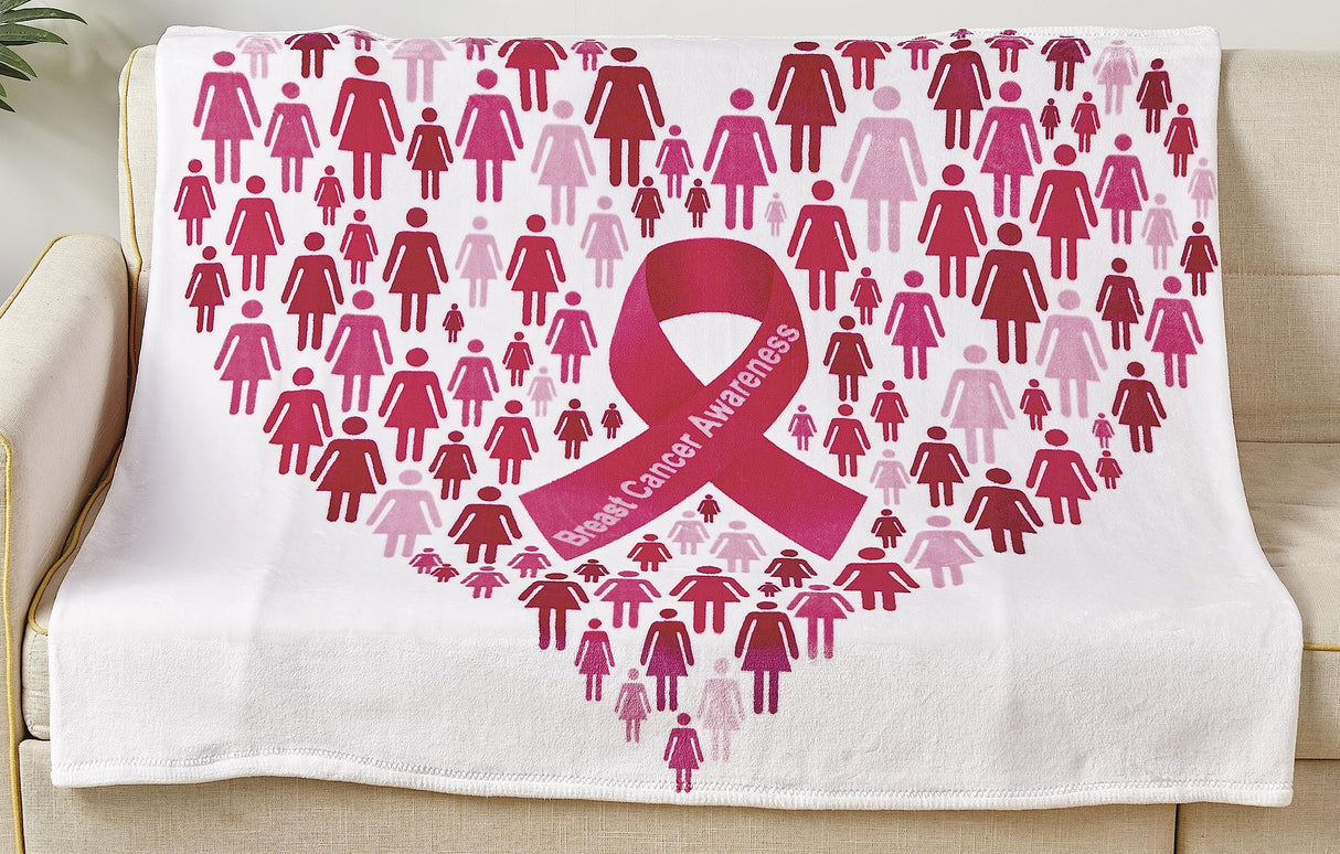 Faith, Hope, Love Home Decor Together We Rise Breast Cancer Awareness Heart Throw Blanket - Pinktober