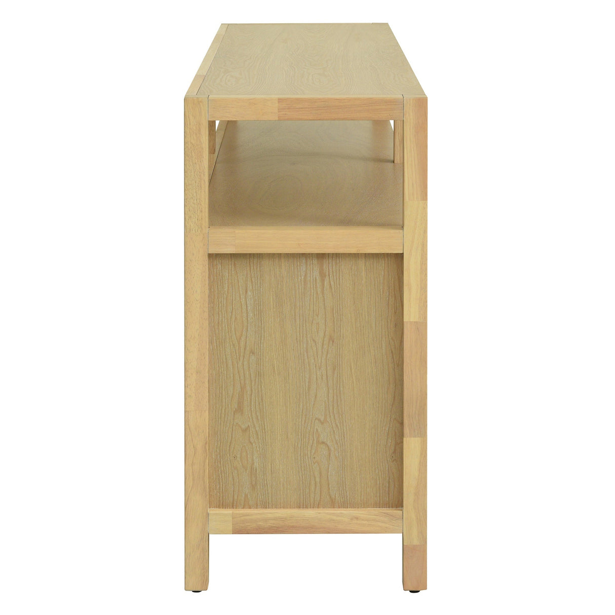 Bohemian Style Rattan Buffet Storage Cabinet with Solid Wood Frame