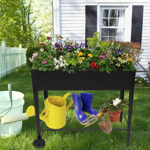 Mobile Metal Raised Garden Bed Cart with Legs